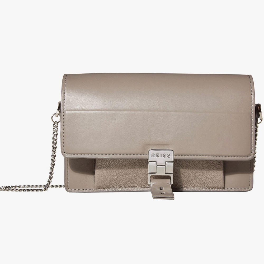 Reiss grey Aubrey crossbody chain bag EUC